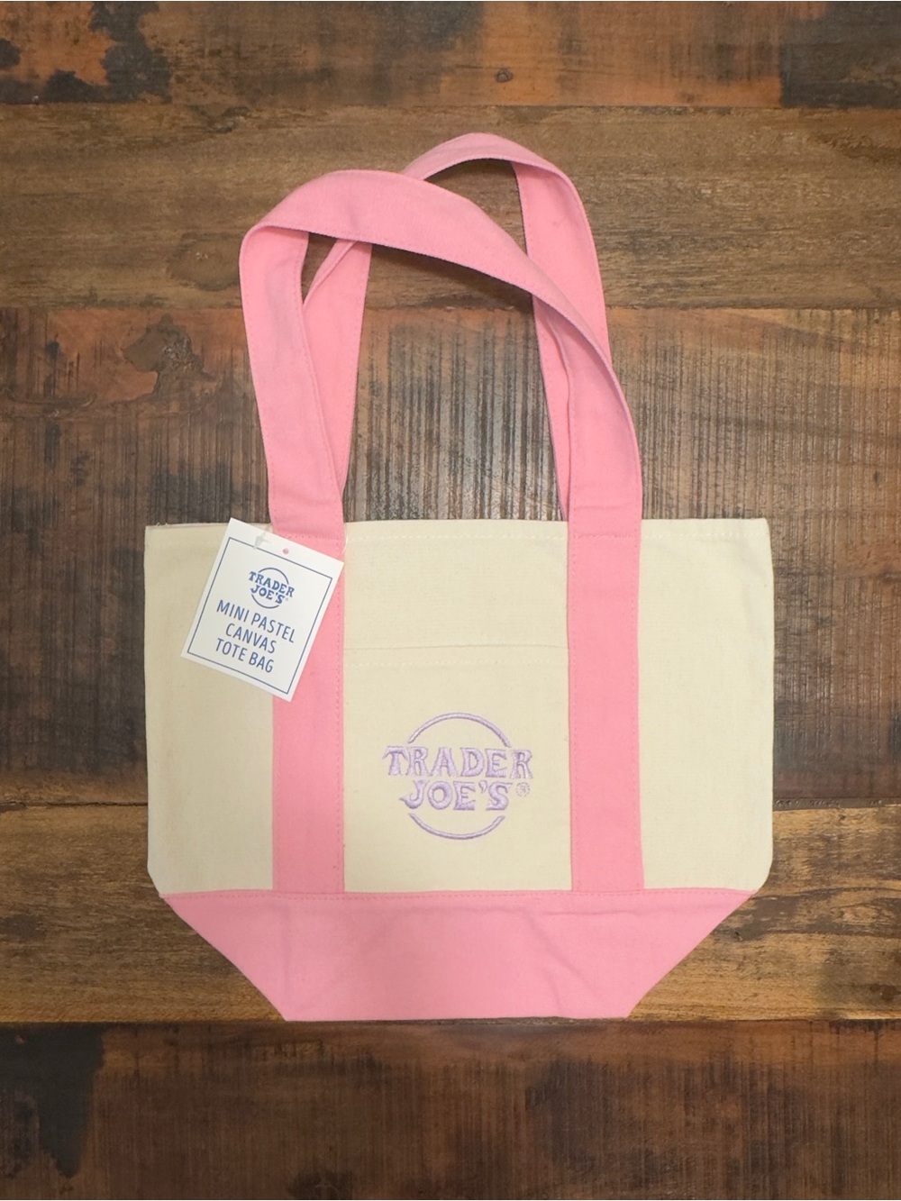 Trader Joe’s Mini Pastel Canvas Tote Bags - Pink, Lavender, Blue, Mint - Picture 8 of 9